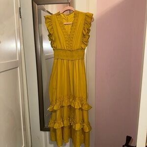 Tahari ASL midi yellow dress